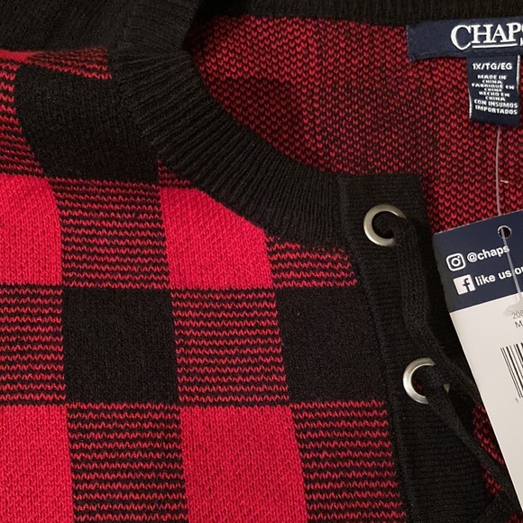 CHAPS. Red and black sweater. Size 1X. NWT - Picture 5 of 8